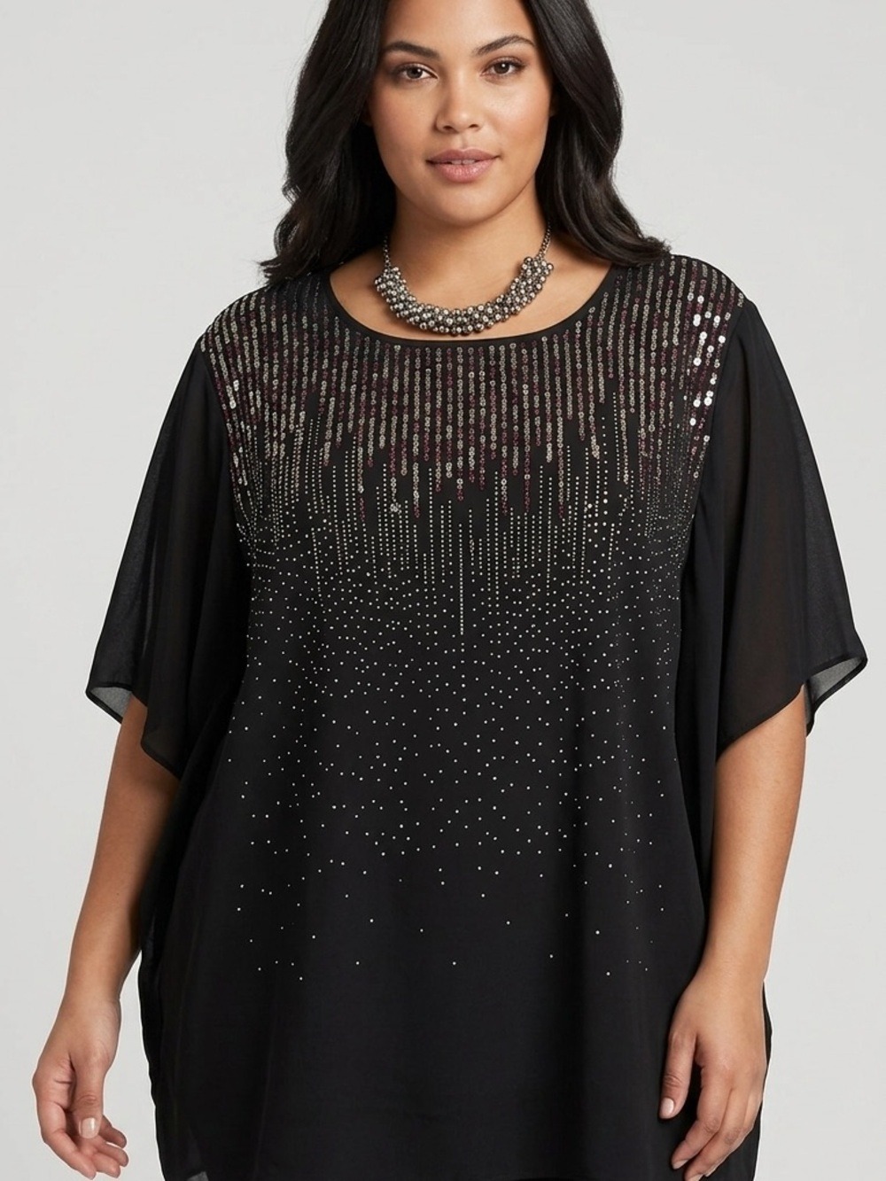 TORRID Black Sequin-Embellished Short Sleeve Top size 4X
